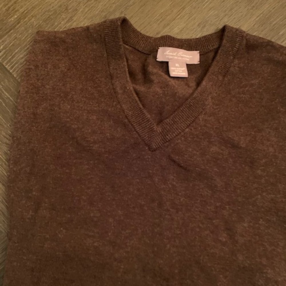 Daniel Cremieux Brown Cotton V Neck Sweater XL